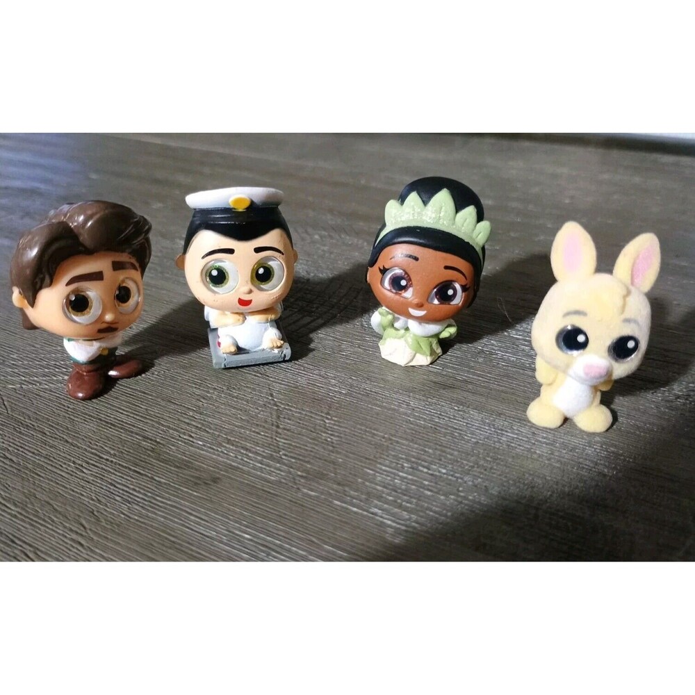 Disney Doorables Lot Of 4 Princess Tiana Flocked Rabbit Flynn Rider B. McCrea
